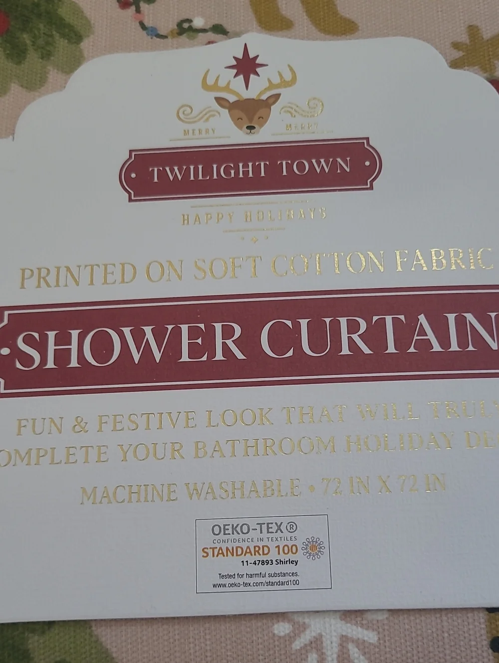 Twilight Town Holiday Leopard Shower Curtain - Rose Pink & Green